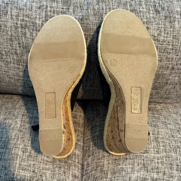 Seychelles Diamond Black Canvas Cork Wedge Slingback Sandals Size 8.5 - Picture 8 of 11